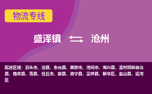 盛泽镇到沧州物流公司-盛泽镇至沧州货运专线全境-省市县+派+送