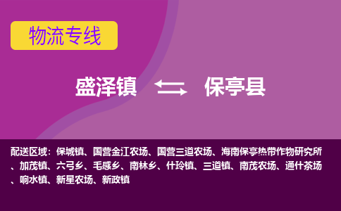 盛泽镇到保亭县物流公司|盛泽镇至保亭县货运专线